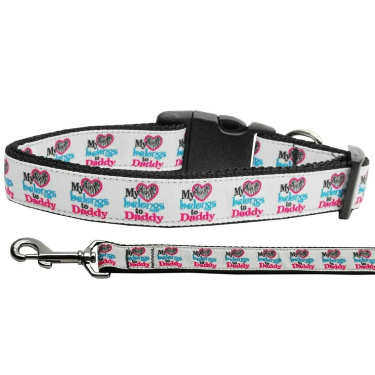 Pet Dog Cat Nylon Collar or Leash My Heart Belongs To Daddy