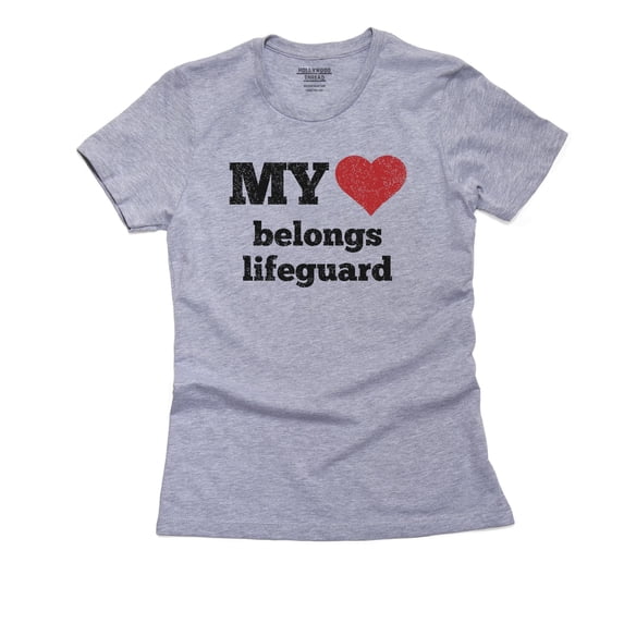 My Heart Belongs to a Lifeguard - Big Red Heart Women's Cotton Grey T-Shirt