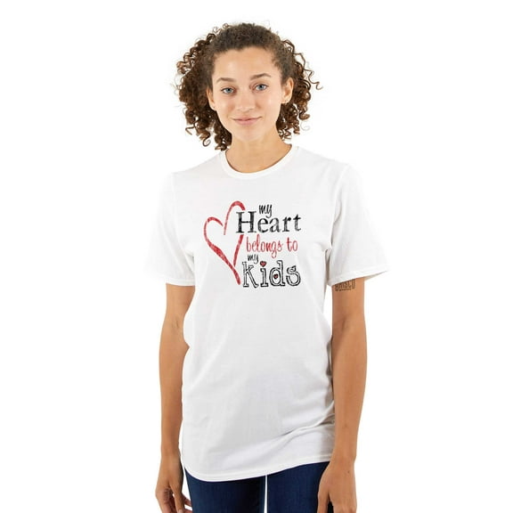 My Heart Belongs to my Kids Cute Mom Women's Plus Size Graphic Tee Brisco Brands 2X