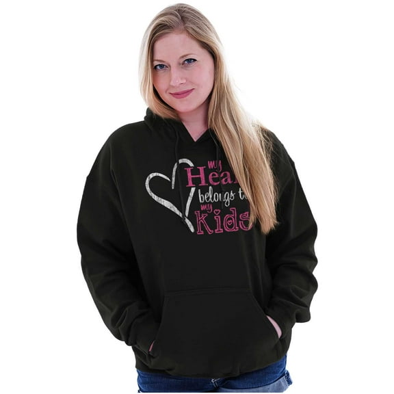 My Heart Belongs to my Kids Cute Mom Women Plus Size Graphic Pullover Hoodie Brisco Brands 2X