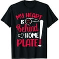 thumbnail image 1 of My Heart Is Behind Home Plate Baseball Bat Mom Dad Gift T-Shirt, 1 of 3