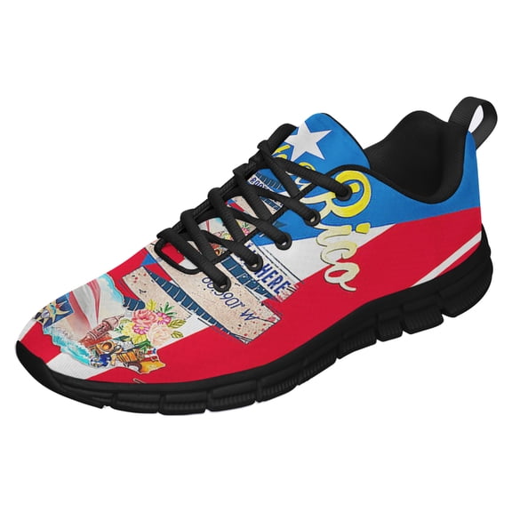 My Heart Is In Puerto Rico Shoes for Men Women Running Shoes Lightweight Walking Sneakers Mesh Athletic Sport Shoes Black Size 3.5