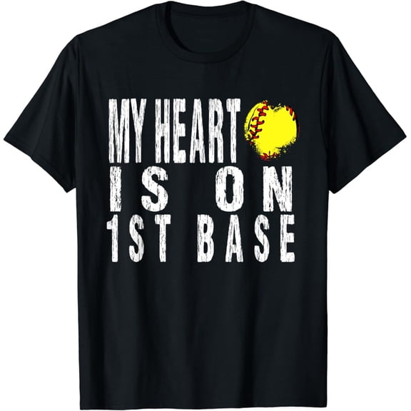 My Heart Is On 1st Base Baseball Softball Life Mom Leopard T-Shirt