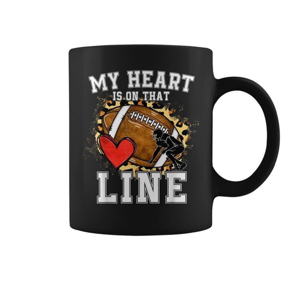 My Heart Is On The Line Offensive Lineman Football Leopard Coffee Mugs