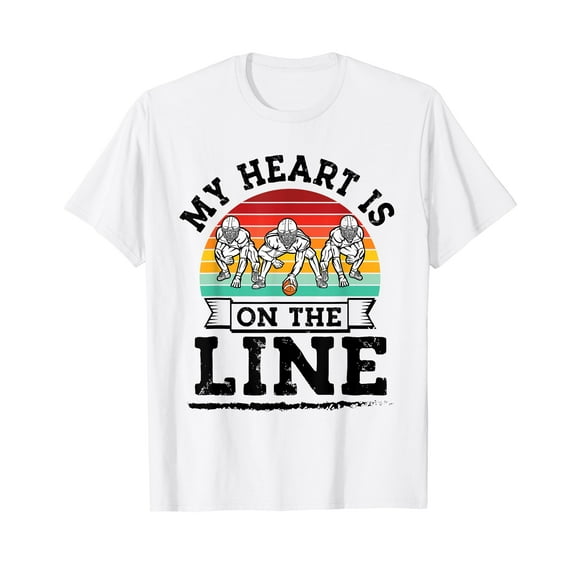 My Heart Is On The Line Offensive Lineman Retro football T-Shirt
