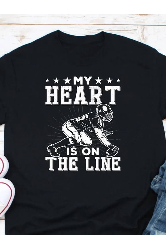 My Heart Is On The Line Shirt, Football Lover Shirt, Lineman Shirt, Football Player Shirt, Offensive Lineman Shirt, Football Fans Shirt