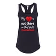 thumbnail image 1 of My Heart Is Out There Baseball Mom Ladies Racerback Tank Top-Black-medium, 1 of 4