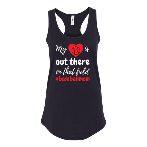 My Heart Is Out There Baseball Mom Ladies Racerback Tank Top-Black-medium