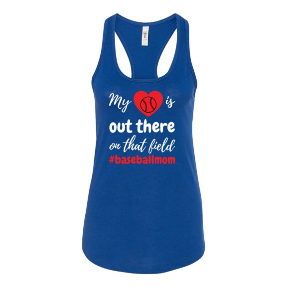 My Heart Is Out There Baseball Mom Ladies Racerback Tank Top-Royal-small