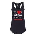 thumbnail image 1 of My Heart Is Out There Basketball Mom Ladies Racerback Tank Top-Black-xl, 1 of 4