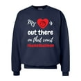 thumbnail image 1 of My Heart Is Out There Basketball Mom Women's Crew Sweatshirt-Navy-medium, 1 of 4