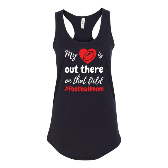 My Heart Is Out There Football Mom Ladies Racerback Tank Top-Black-small