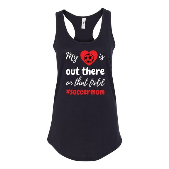 My Heart Is Out There Soccer Mom Ladies Racerback Tank Top-Black-small