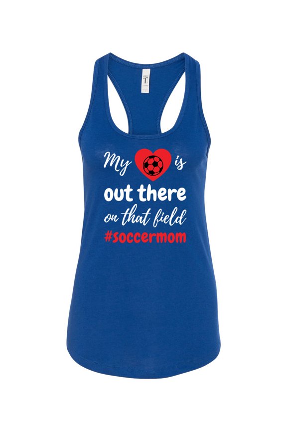 My Heart Is Out There Soccer Mom Ladies Racerback Tank Top-Royal-medium