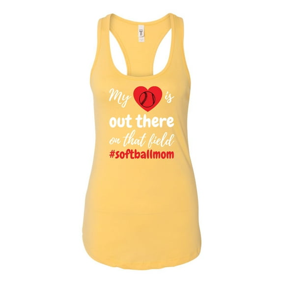 My Heart Is Out There Softball Mom Ladies Racerback Tank Top-Banana Cream-xxl