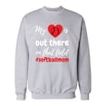 thumbnail image 1 of My Heart Is Out There Softball Mom Women's Crew Sweatshirt-Light Steel-xxxl, 1 of 4