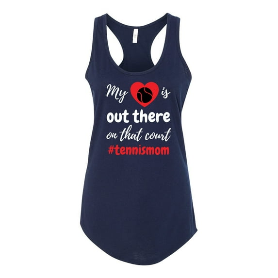 My Heart Is Out There Tennis Mom Ladies Racerback Tank Top-Midnight Navy-xxl
