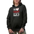 thumbnail image 1 of My Heart Is on That Field, Baseball Player, Black Hooded Sweatshirt or Hoodie, 2XL, 1 of 5