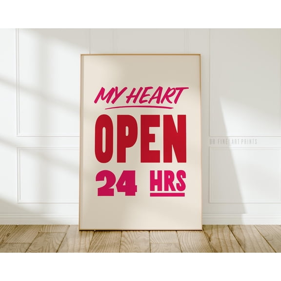 My Heart Open Retro Aesthetic Valentines Day Trendy A228 Poster Unframed Paper Print