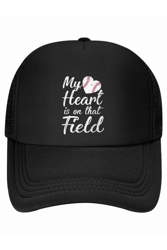 My Heart is on That Field Baseball Softball Mom Gifts Baseball Cap