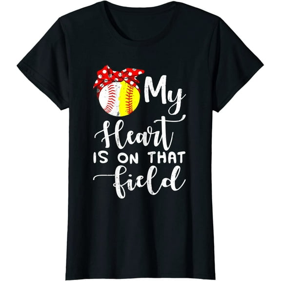 My Heart is on That Field Baseball T-Shirt Softball Mom T-Shirt