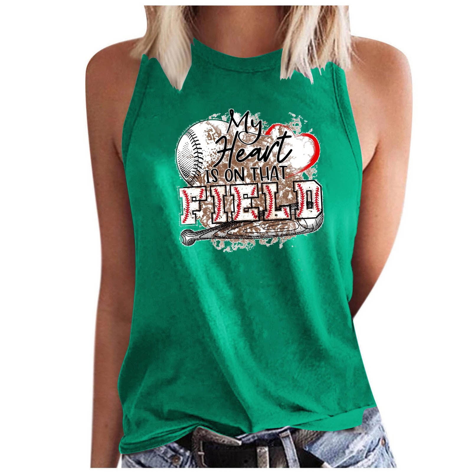 My Heart is on That Field Tee Baseball Softball Mom Gifts Tank Top Womens Game Day Sleeveless Shirts Gym Workout Tanks Walmart