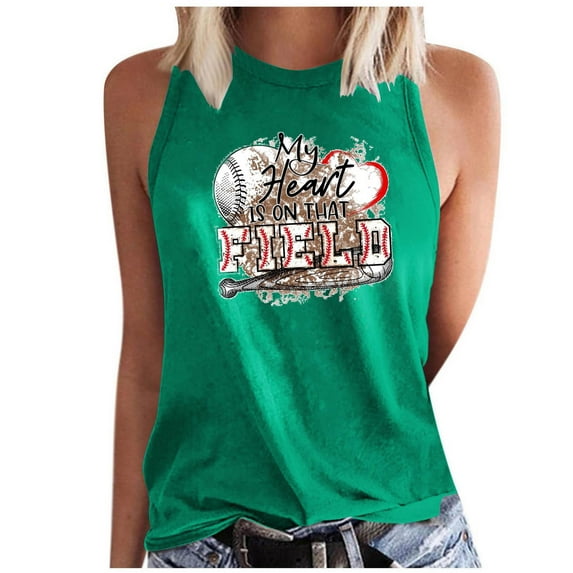 My Heart is on That Field Tee Baseball Softball Mom Gifts Tank Top Womens Game Day Sleeveless Shirts Gym Workout Tanks