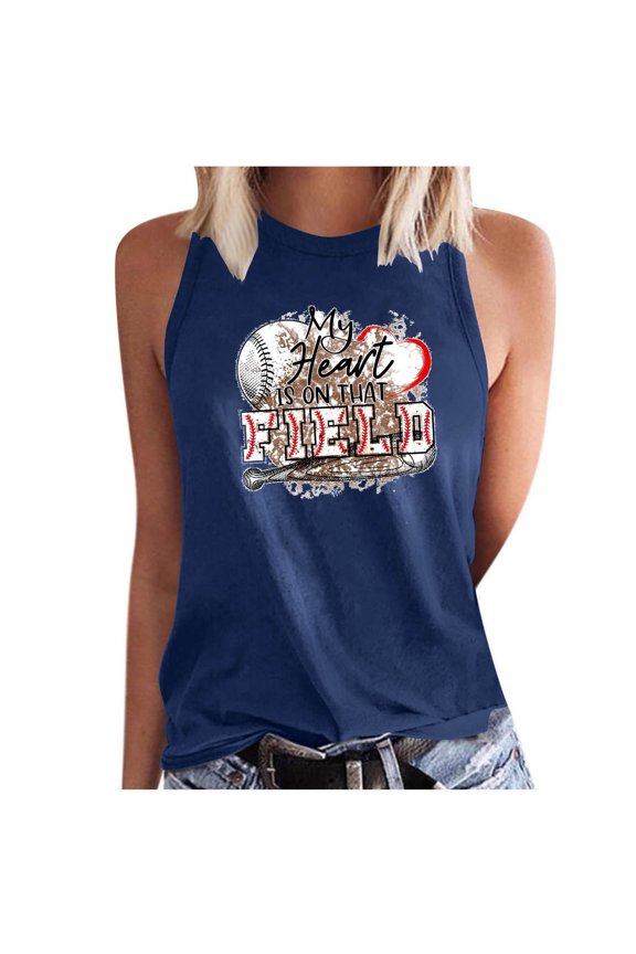 My Heart is on That Field Tee Baseball Softball Mom Gifts Tank Top Womens Game Day Sleeveless Shirts Gym Workout Tanks