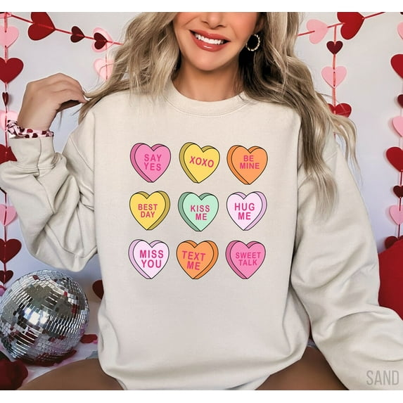 My Hearts Sweatshirt, Cute Valentines Day Sweater, Conversation Hearts Shirt, Lovely Day, XOXO Sweaters, Vday, Vday All Size S-5Xl
