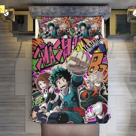 My Hero Academia 3-Piece Bedding Comforter Set Bed Cover Set Soft Warm Bedding for Bedroom, Home, Hotel 90"x90"