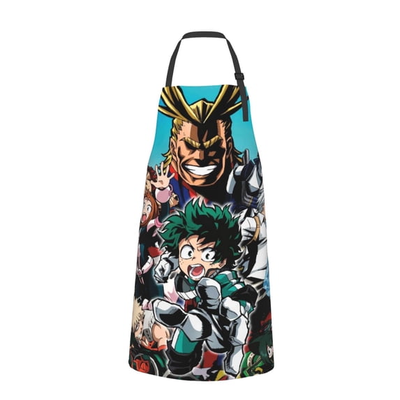 My Hero Academia Adjustable Bib Aprons, Waterdrop Resistant Apron with 2 Pockets for Kitchen Cooking Restaurant BBQ Painting Crafting