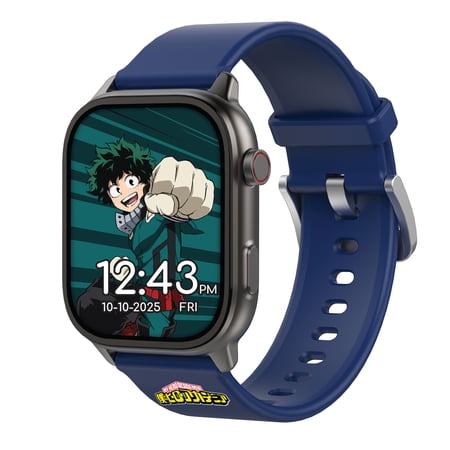 My Hero Academia iTime Digital Adult 46mm Smart Watch with Blue and Gray Interchangeable Silicone Straps