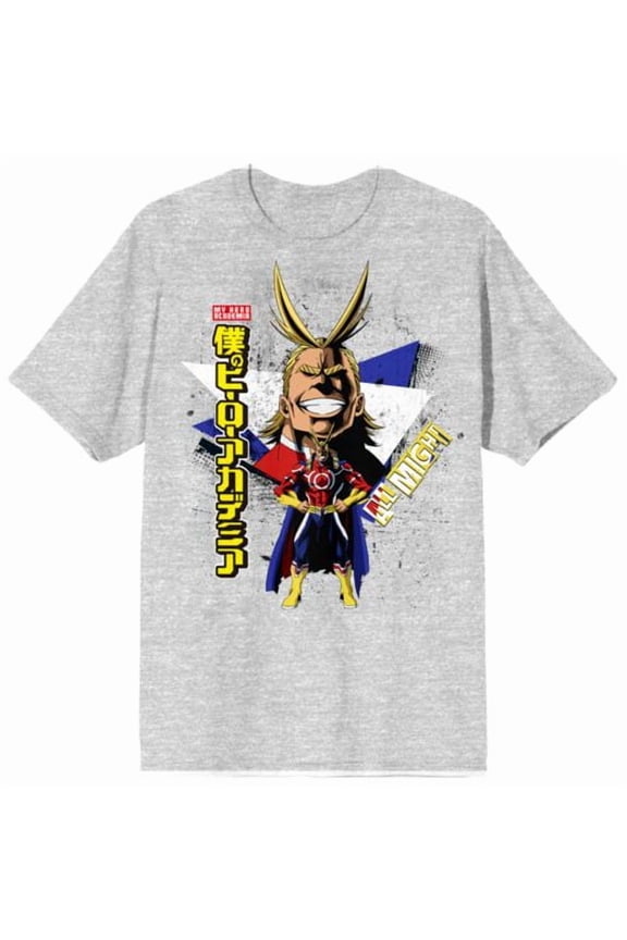 My Hero Academia All Might Adult Athletic Heather Crew Neck Short Sleeve T-shirt-Small