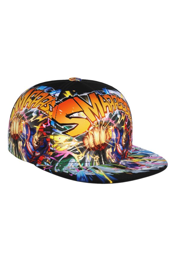 My Hero Academia All Might Baseball Cap For Men, Women & Kids, Classic Flat Brim Hat Hip Hop Trucker Hat Adjustable Snapback Hat