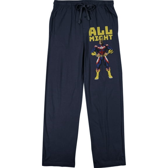 My Hero Academia All Might Character Men's Navy Blue Sleep Pajama Pants-M