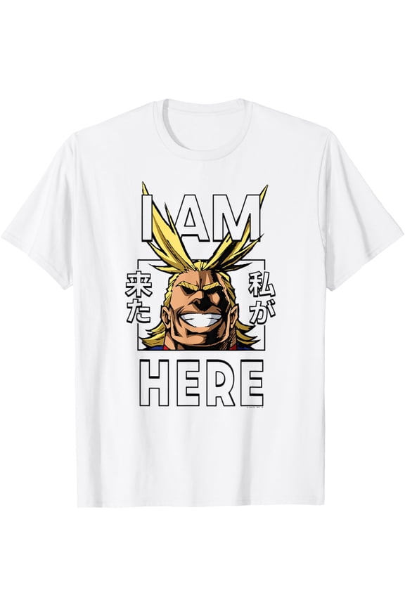My Hero Academia All Might I Am Here Anime T-Shirt Cotton Adult Short Sleeve T-Shirt