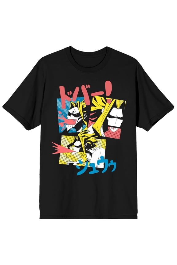 My Hero Academia Anime All Might Mens Short Sleeve Black Shirt-4XL
