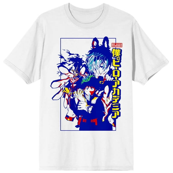 My Hero Academia Anime Cartoon Character Collage Mens White Shirt-3XL