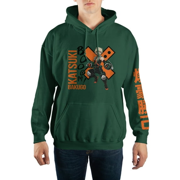 My Hero Academia Anime Cartoon Katsuki Bakugo Character Green Hoodie-3XL