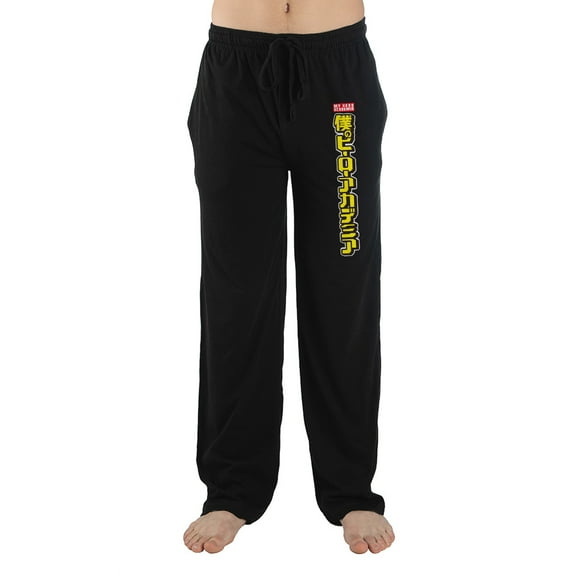 My Hero Academia Anime Cartoon Mens Black Sleep Pajama Pants-M