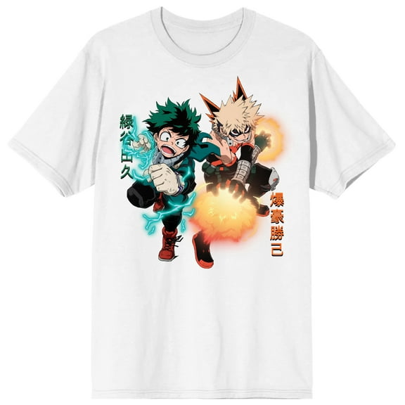 My Hero Academia Anime Cartoon Mens White Short Sleeve Graphic Tee-S
