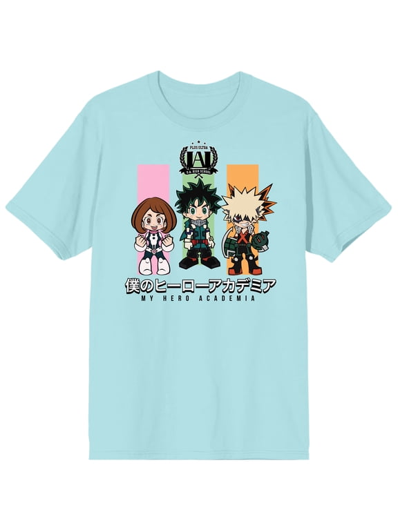 My Hero Academia Anime Chibi Character Group Juniors Celadon Graphic Tee-M