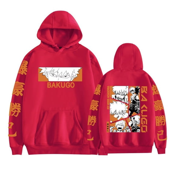 My Hero Academia Anime Hoodies Sweatshirt Unisex Clothes,2XL,Red