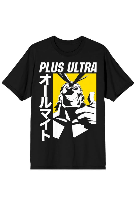 My Hero Academia Anime Plus Ultra All Might Mens Black Short Sleeve Shirt-M
