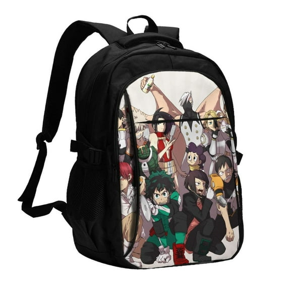 My Hero Academia Backpack Schoolbag Large Capacity Daypack Bookbag Satchel Notebook Laptop Backpack Travel Bag USB Rucksack