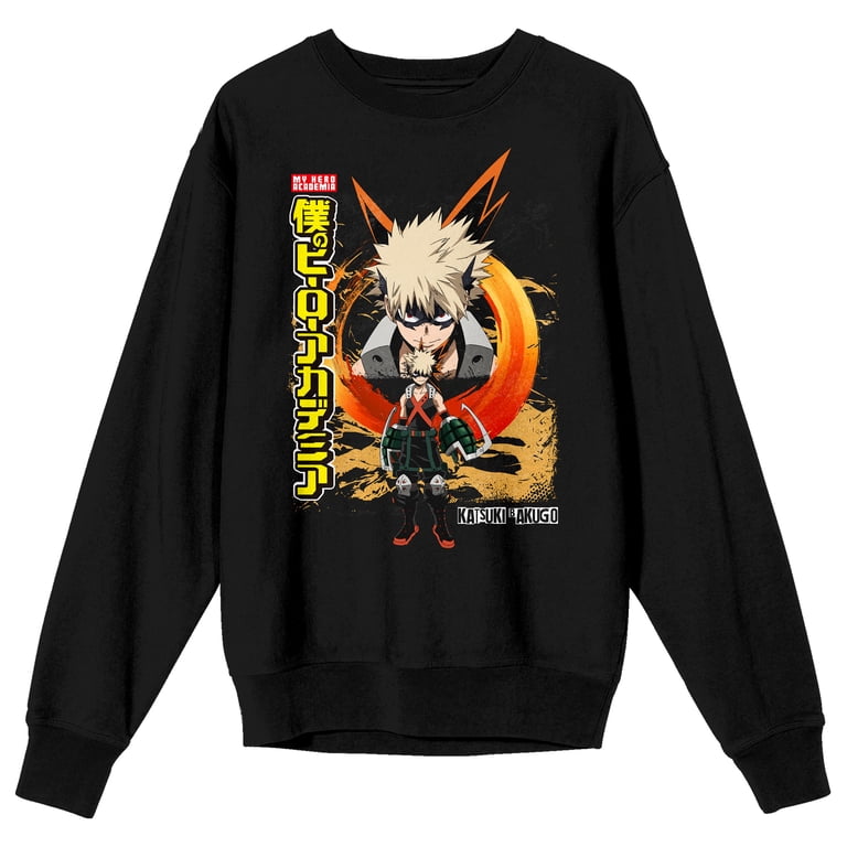 My Hero Academia Bakugo Kanji Title Logo Crew Neck Long Sleeve
