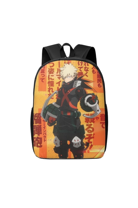 My Hero Academia Bakugo Katsuki Backpack 17 Inch Large Capacity Casual School Bag Lightweight Daypack Laptop Bag Travel Hiking Camping