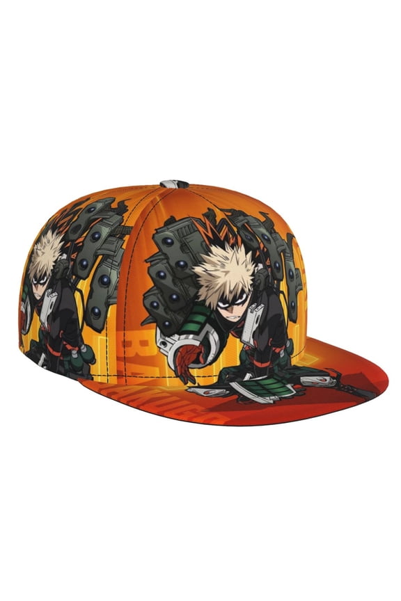 My Hero Academia Bakugo Katsuki Baseball Cap For Men, Women & Kids, Classic Flat Brim Hat Hip Hop Trucker Hat Adjustable Snapback Hat