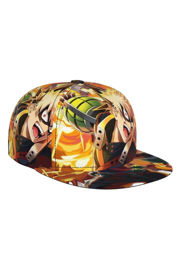 My Hero Academia Bakugo Katsuki Baseball Cap For Men, Women & Kids, Classic Flat Brim Hat Hip Hop Trucker Hat Adjustable Snapback Hat