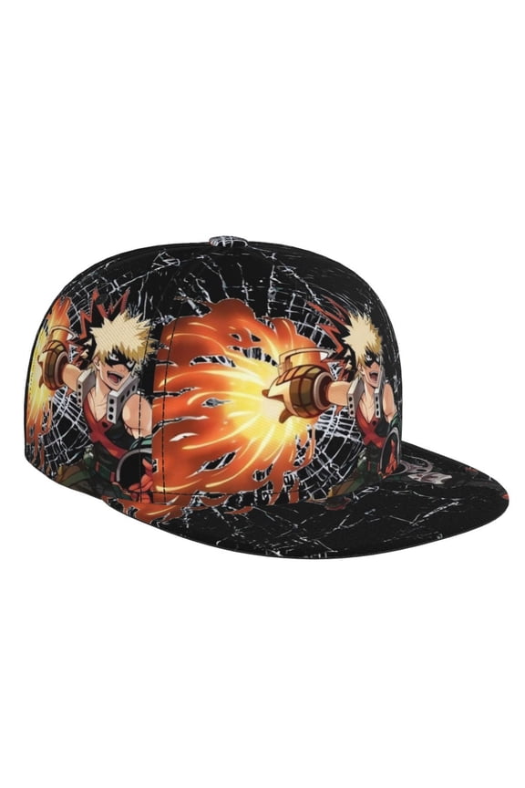 My Hero Academia Bakugo Katsuki Baseball Cap For Men, Women & Kids, Classic Flat Brim Hat Hip Hop Trucker Hat Adjustable Snapback Hat